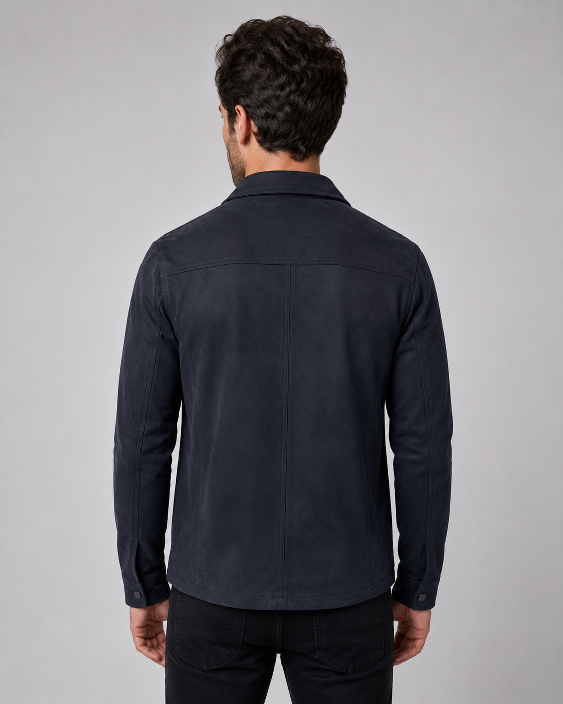 Men’s Suede Overshirt Jacket with Chest Pockets