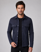 Men’s Suede Overshirt Jacket with Chest Pockets