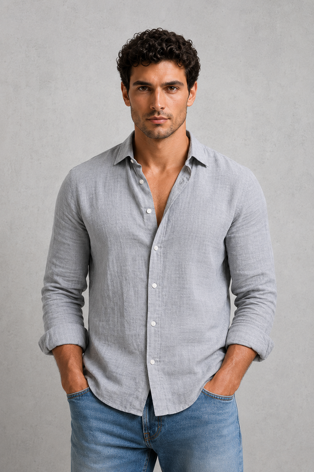 Men's Long Sleeve Casual Shirt – Button-Up Regular Fit