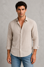 Men's Long Sleeve Casual Shirt – Button-Up Regular Fit