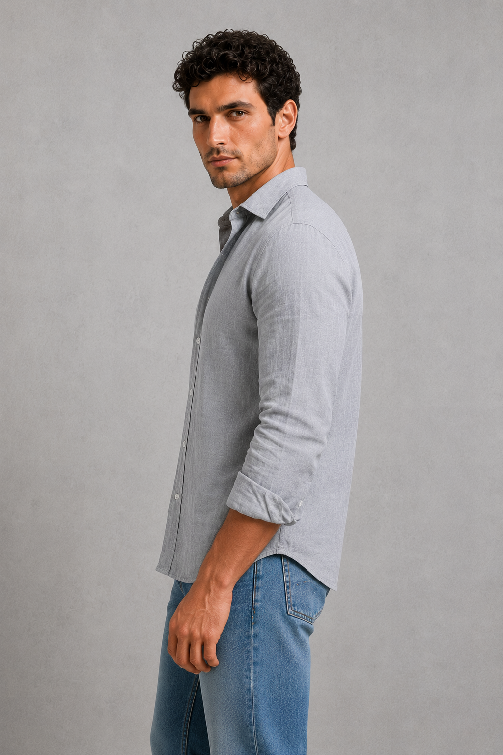 Men's Long Sleeve Casual Shirt – Button-Up Regular Fit