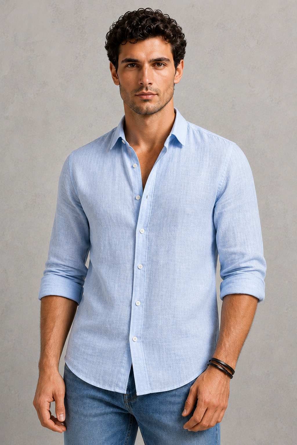 Men's Long Sleeve Casual Shirt – Button-Up Regular Fit