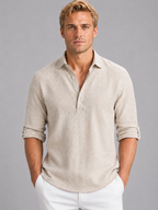 Men's Linen Blend Long Sleeve Shirt – Relaxed Summer Fit