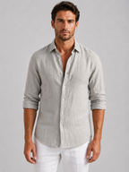 Men's Linen Blend Look Button-Up Shirt – Relaxed Summer Fit