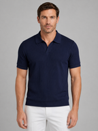 Men's Ribbed Knit Polo Shirt – Tailored Summer Fit