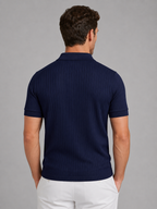 Men's Ribbed Knit Polo Shirt – Tailored Summer Fit