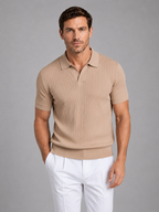 Men's Ribbed Knit Polo Shirt – Tailored Summer Fit