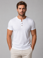 Men's Slim Fit Henley T-Shirt – Button Neck Casual Top