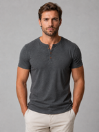 Men's Slim Fit Henley T-Shirt – Button Neck Casual Top