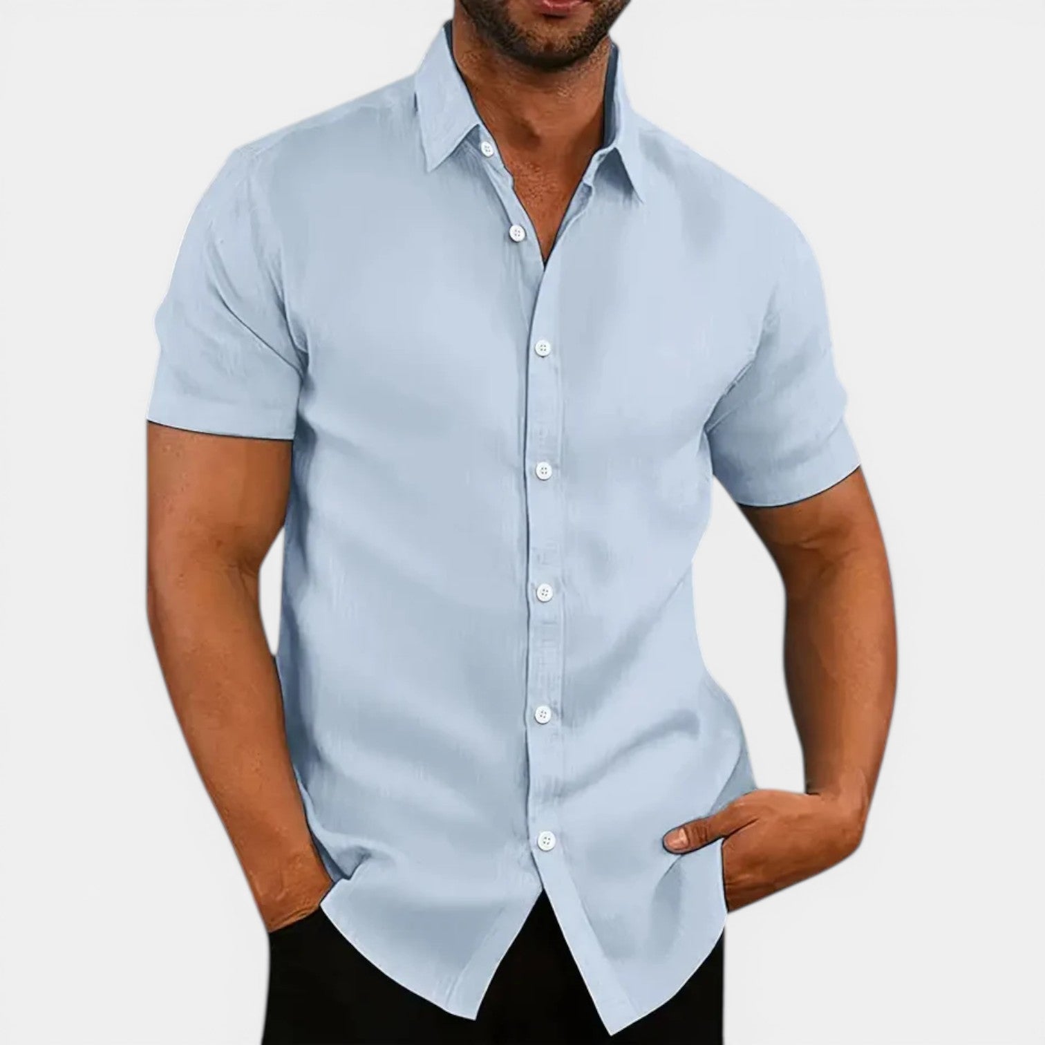 Men's Short Sleeve Button Up Shirt Lightweight Summer Shirt