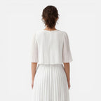 Women's White Chiffon Pleated Maxi Dress