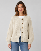 Women’s Cable Knit Cardigan – Button Front Relaxed Fit