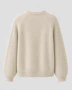 Women’s Cable Knit Cardigan – Button Front Relaxed Fit