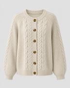 Women’s Cable Knit Cardigan – Button Front Relaxed Fit