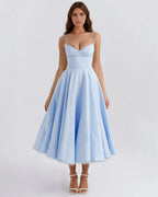 Women’s Corset Midi Dress with Tulle Skirt