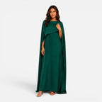 Women's Elegant Cape Sleeve Maxi Dress Formal Evening Gown