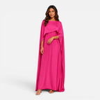 Women's Elegant Cape Sleeve Maxi Dress Formal Evening Gown