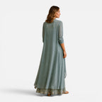 Women's Embroidered Maxi Dress and Chiffon Jacket Set