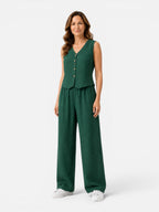 Women's Sleeveless Two Piece Set – Wide Leg Trouser Co-Ord