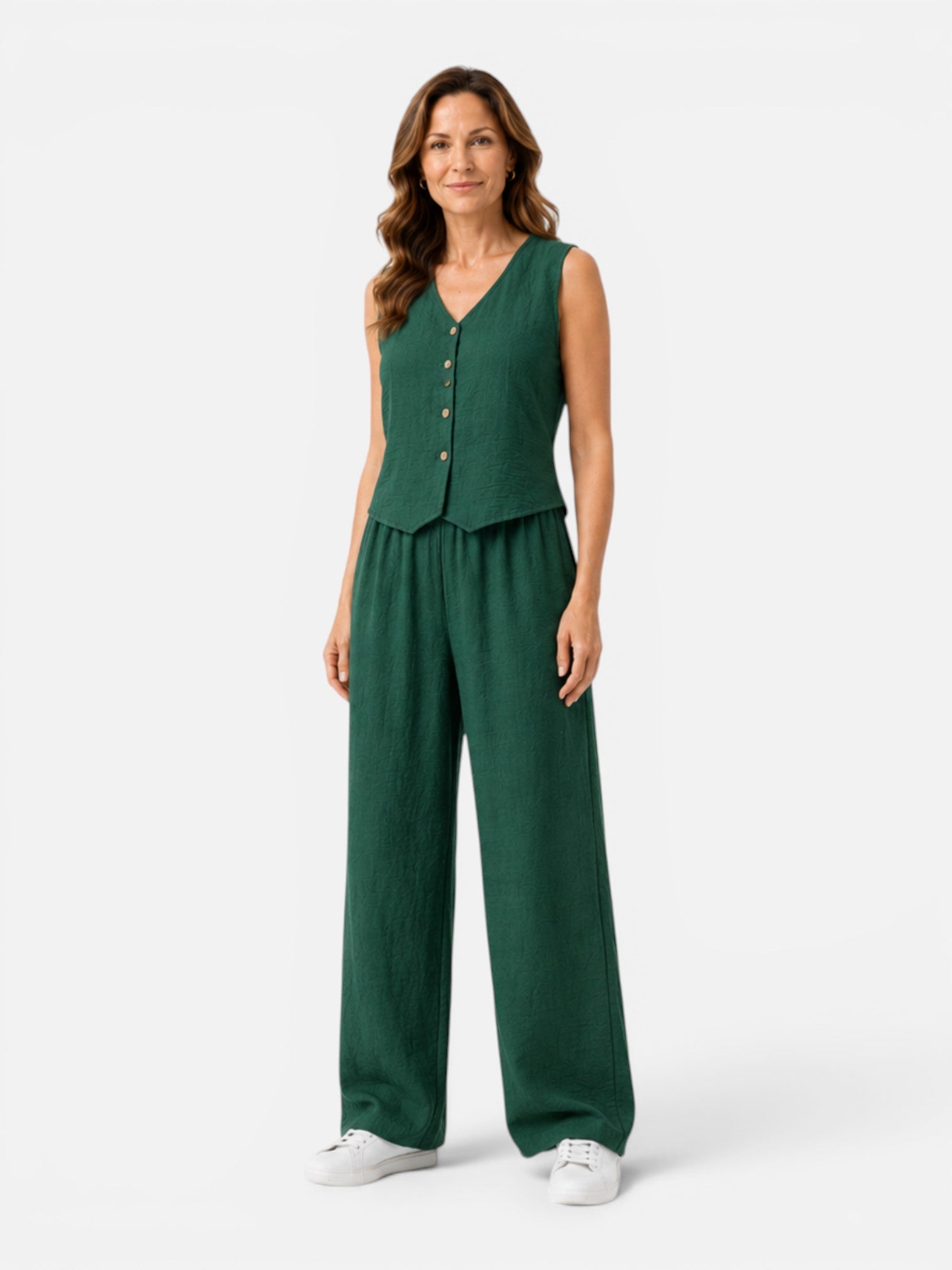 Women's Sleeveless Two Piece Set – Wide Leg Trouser Co-Ord