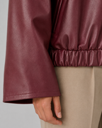 Women’s PU Leather Cropped Jacket – Zip Front Relaxed Fit