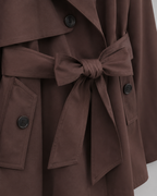 Women’s Cropped Double-Breasted Trench Coat with Tie Waist