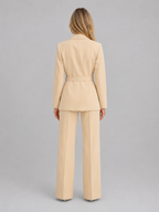 Women's Belted Blazer & Wide Leg Pant Suit Set – Business Casual Workwear