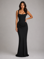 Women's Corset Maxi Dress Strapless Ruched Evening Gown