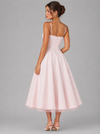 Women's Corset Midi Dress Strapless Full Skirt Occasion Dress