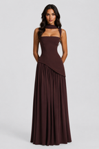 Women's One Shoulder Maxi Dress High Side Slit Elegant Fit