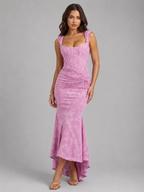 Women’s Floral Corset Maxi Dress – Wedding Guest Dress