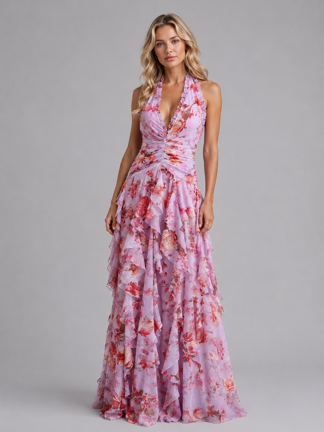 Women’s Floral Halter Maxi Dress