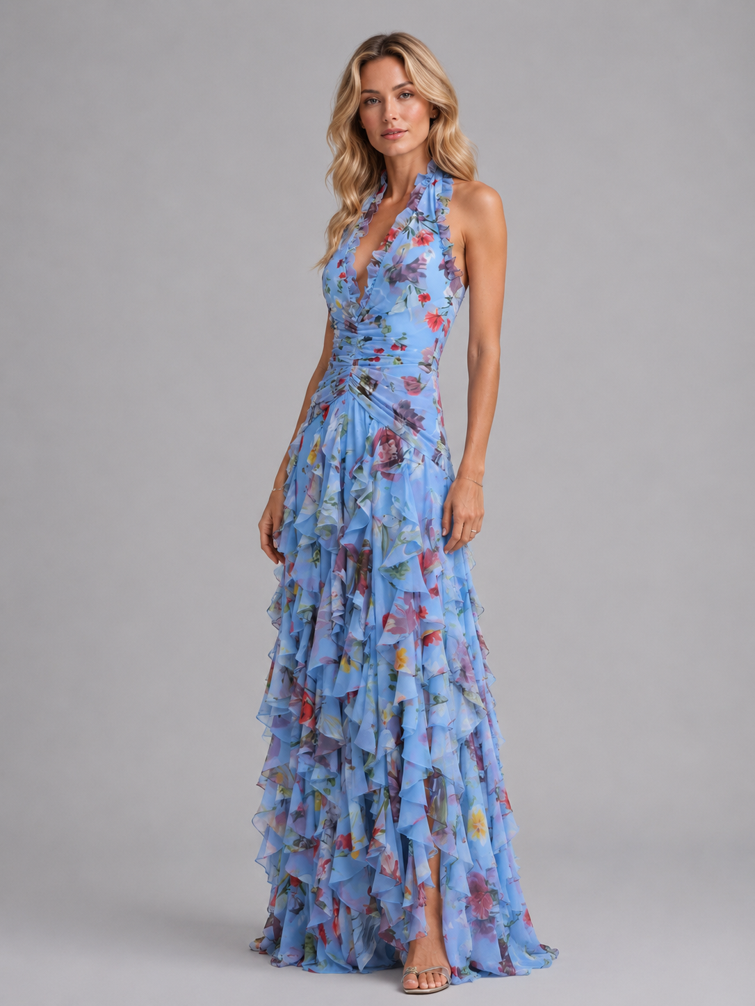 Women’s Floral Halter Maxi Dress