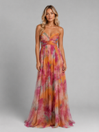 Women’s Floral V-Neck Maxi Dress – Summer Occasion Fit