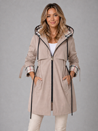 Women’s Hooded Long Parka Coat – Drawstring Waist Jacket