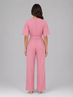 Women's Wide Leg Jumpsuit with Tie Waist – Casual Everyday One-Piece