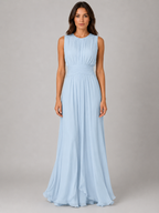 Women's Chiffon Maxi Dress – Ruched Waist Formal Dress