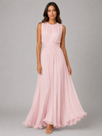 Women's Chiffon Maxi Dress – Ruched Waist Formal Dress