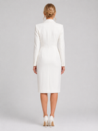 Women's Tailored Blazer Dress Double Breasted Midi Dress
