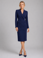 Women's Tailored Blazer Dress Double Breasted Midi Dress