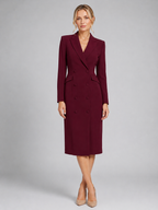 Women's Tailored Blazer Dress Double Breasted Midi Dress
