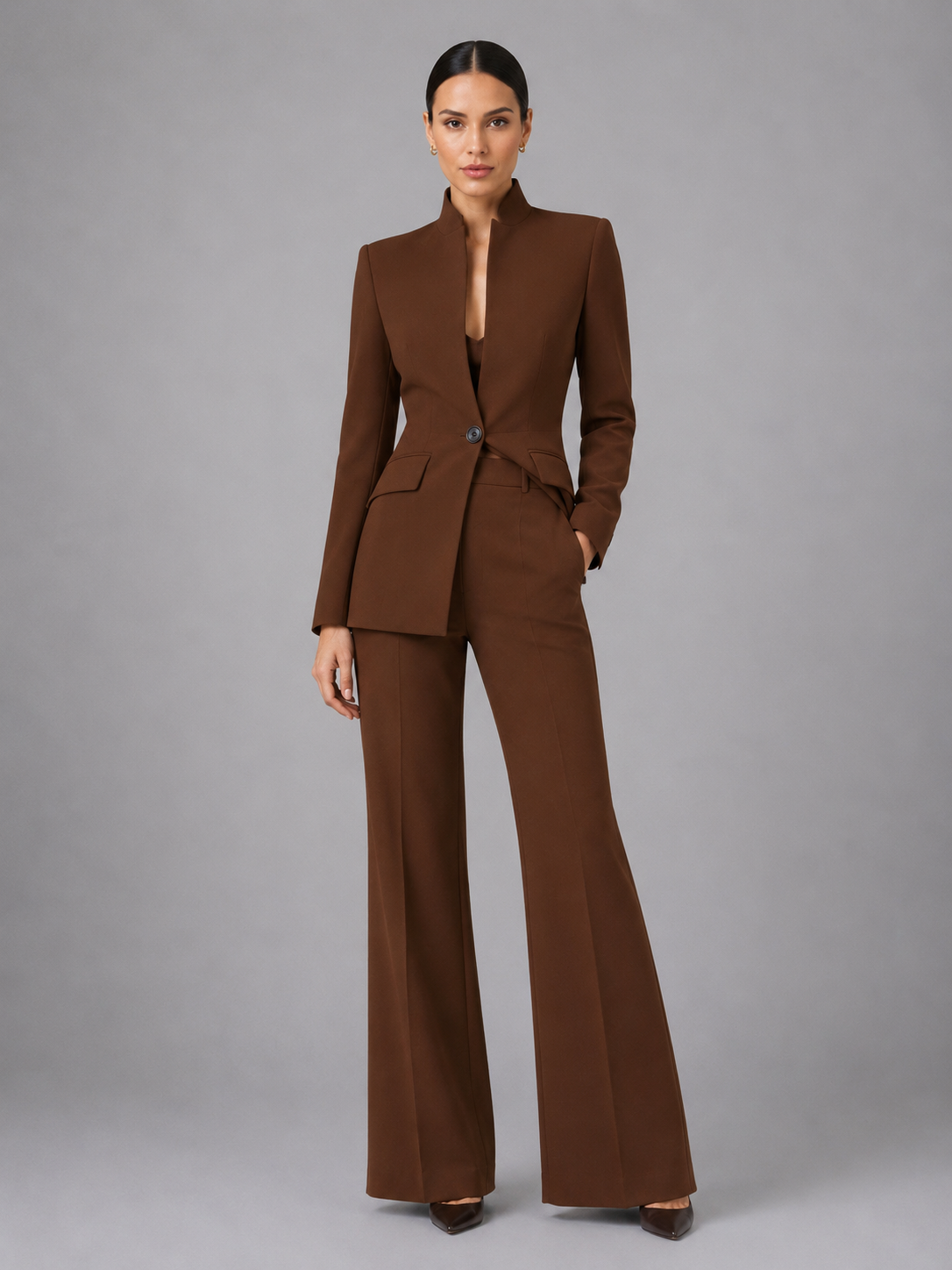 Women's Two-Piece Blazer and Wide Leg Trouser Set