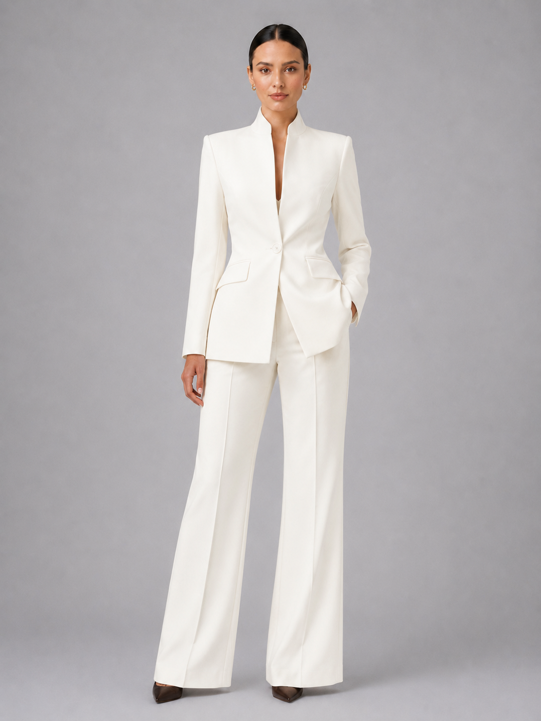 Women's Two-Piece Blazer and Wide Leg Trouser Set