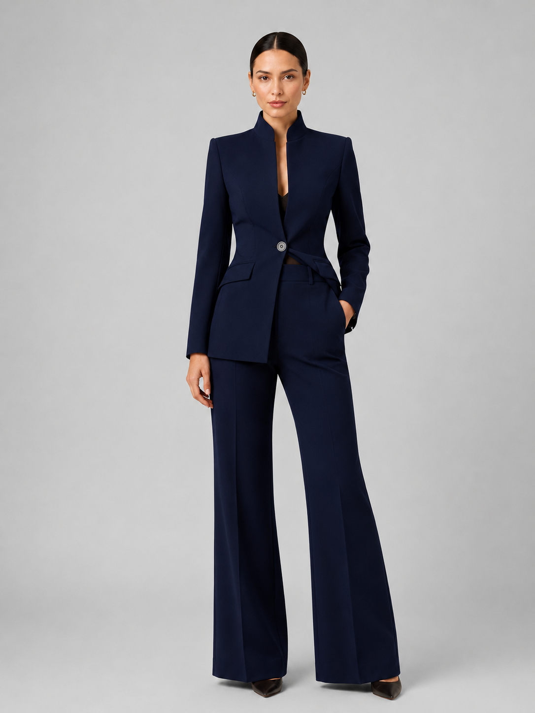 Women's Two-Piece Blazer and Wide Leg Trouser Set
