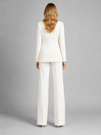 Women's Tailored Blazer and Wide Leg Trouser Suit Set