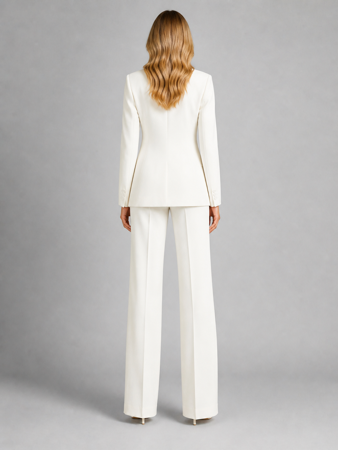 Women's Tailored Blazer and Wide Leg Trouser Suit Set