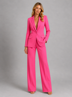 Women's Tailored Blazer and Wide Leg Trouser Suit Set