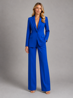 Women's Tailored Blazer and Wide Leg Trouser Suit Set