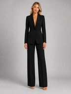 Women's Tailored Blazer and Wide Leg Trouser Suit Set