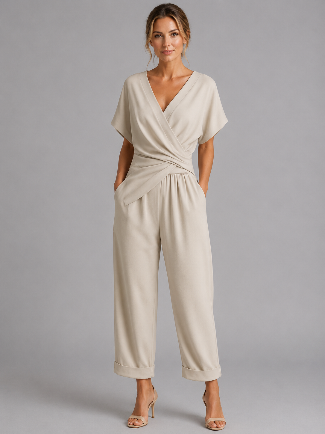 Women’s Wrap Front Two Piece Set – Relaxed Summer Fit